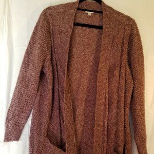 Avenue Cable Knit Burgundy Cardigan